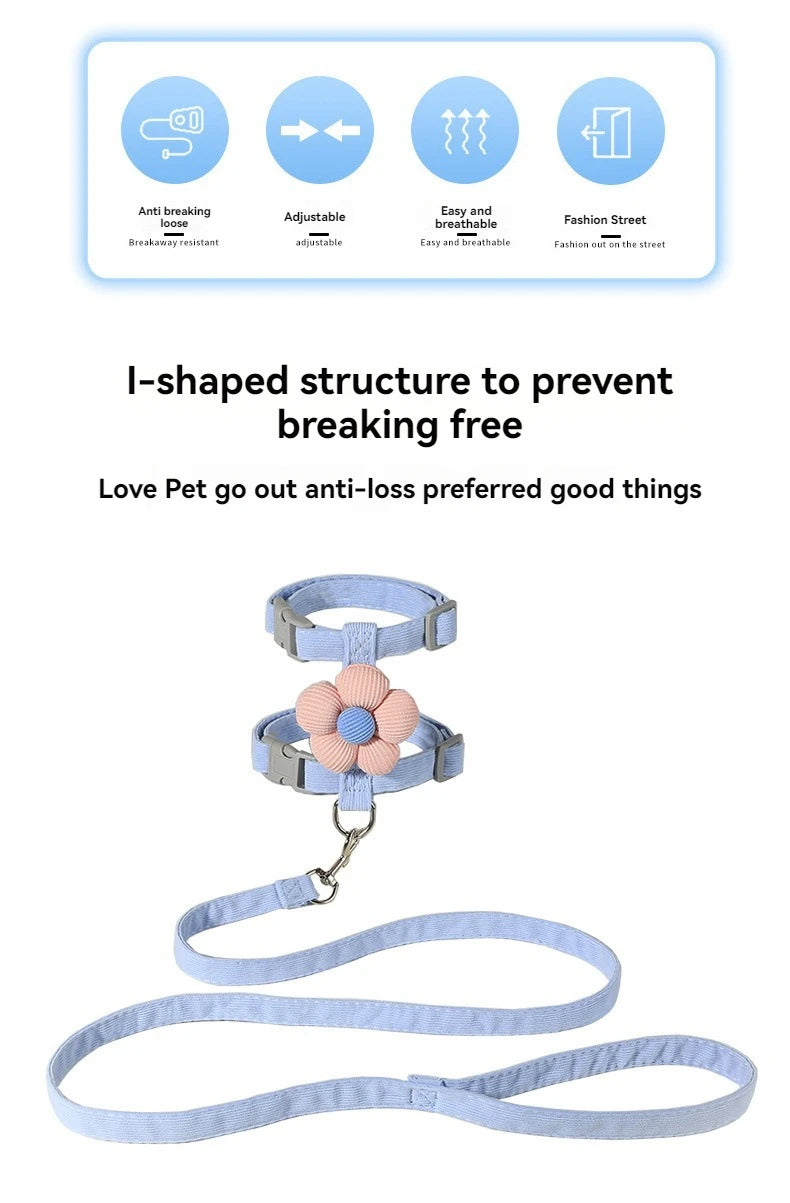 Adjustable Cat & Dog Harness with Leash Set