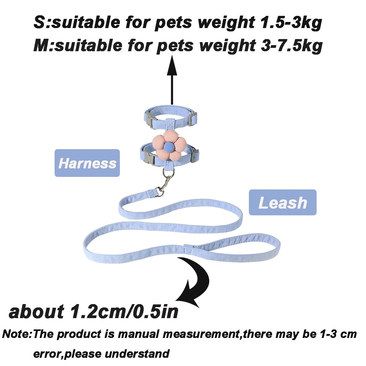 Adjustable Cat & Dog Harness with Leash Set