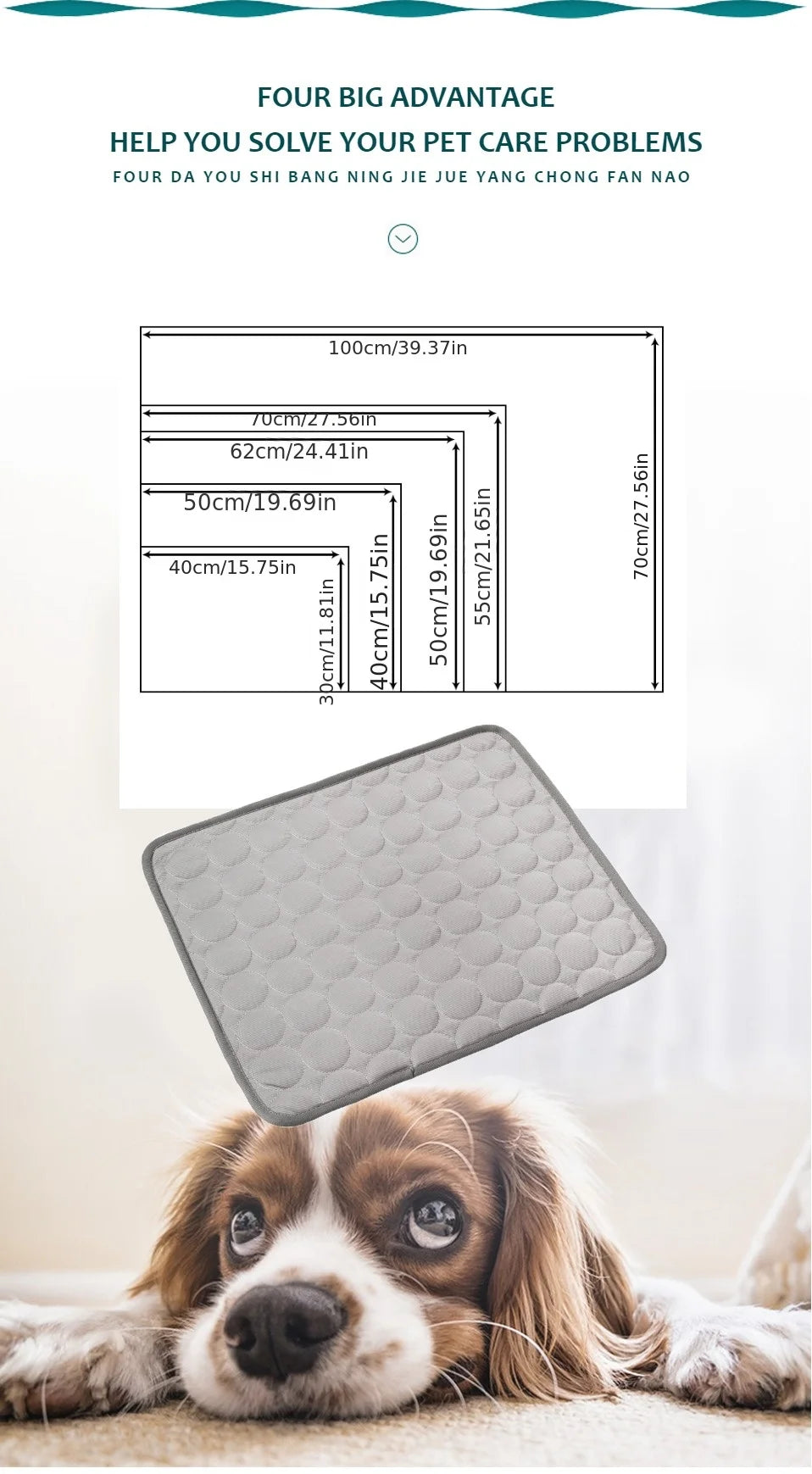 Hundekühlmatte – XL Größe, selbstkühlend & tragbar für große Hunde