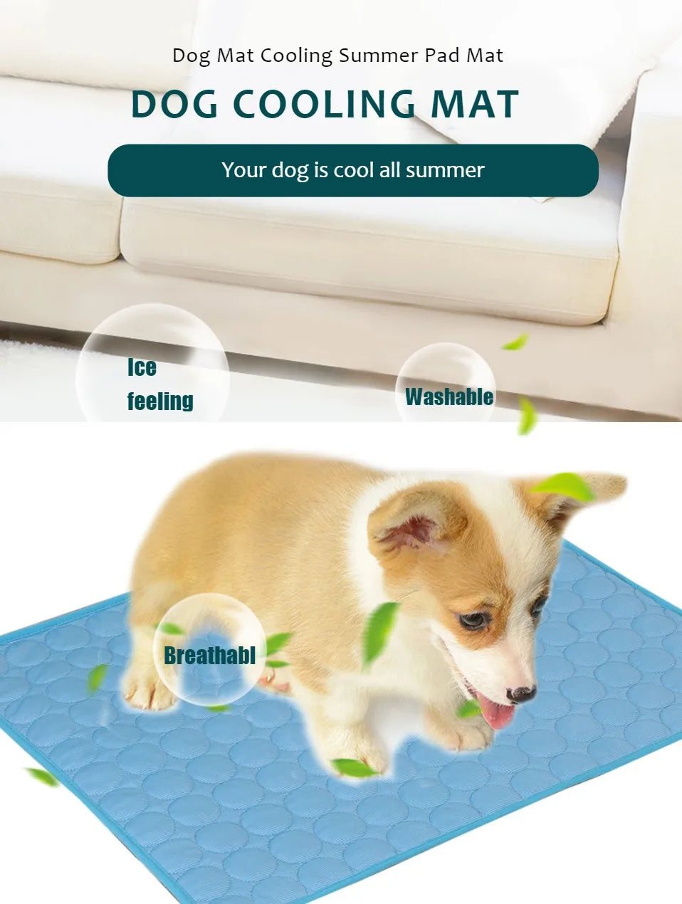 Hundekühlmatte – XL Größe, selbstkühlend & tragbar für große Hunde