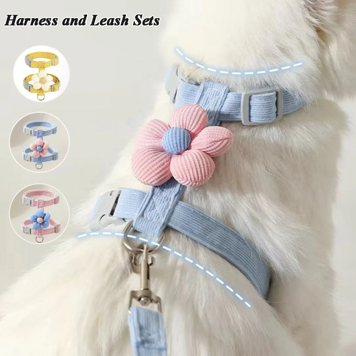 Adjustable Cat & Dog Harness with Leash Set