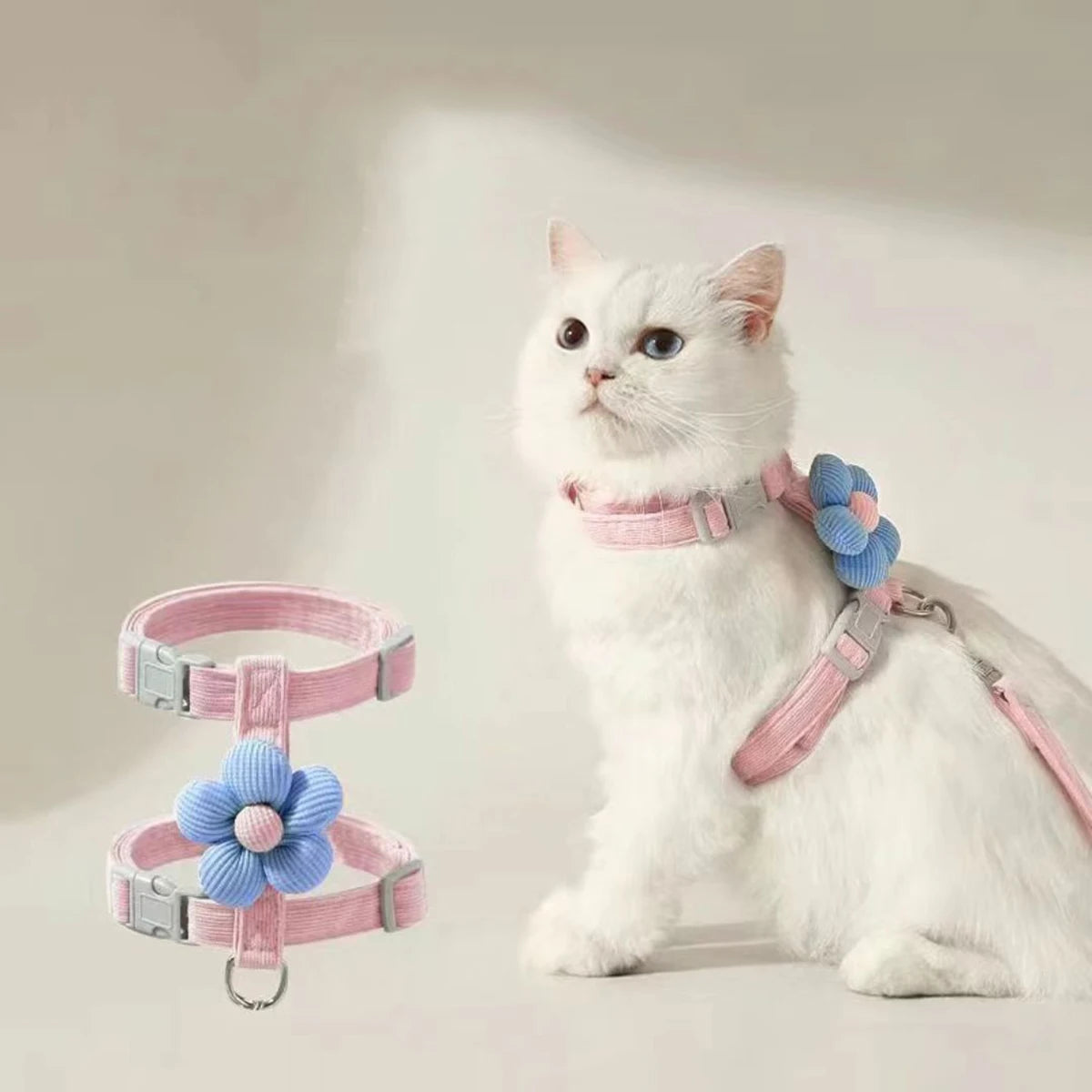 Adjustable Cat & Dog Harness with Leash Set